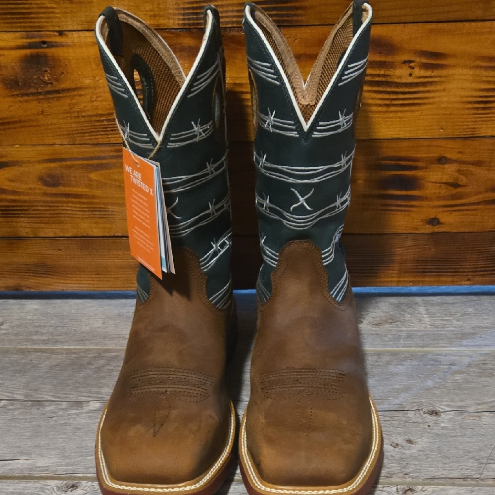Twisted X Brown and Green Cowboy Boots